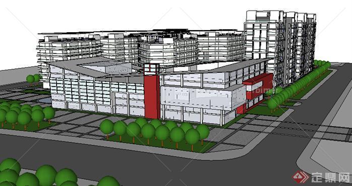 某现代办公及居住建筑设计方案su模型