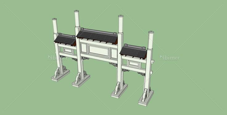 中式--牌坊(34743)su模型下载