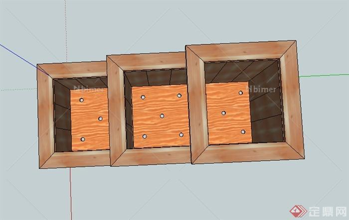 某现代风格阶梯式种植箱SU模型
