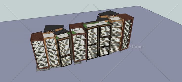 现代小高层住宅楼(78662)su模型下载