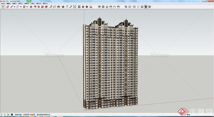 某新古典高层住宅楼建筑设计SU模型