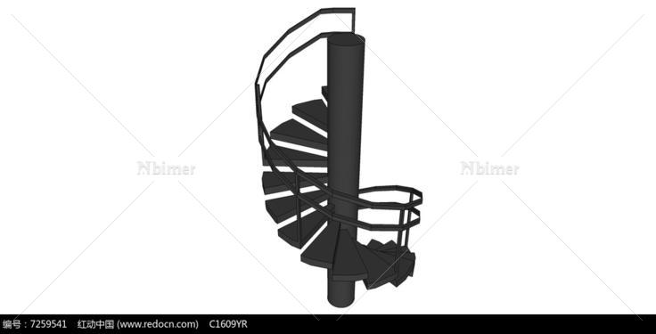 黑色旋转楼梯SU模型