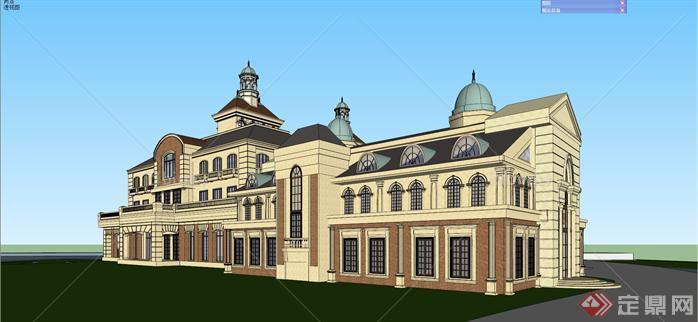 欧式古典酒店项目建筑群su精致模型[原创]