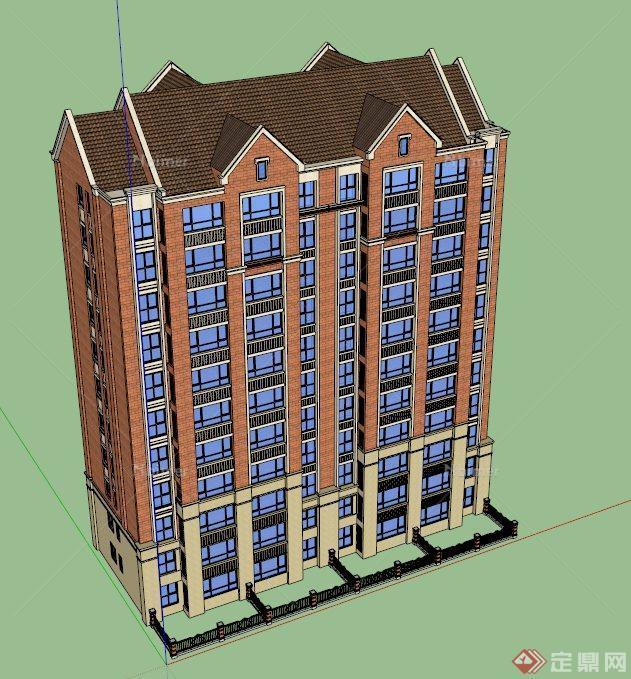 英式小高层住宅建筑设计SU模型