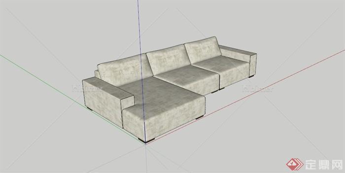现代转角布艺沙发SU模型