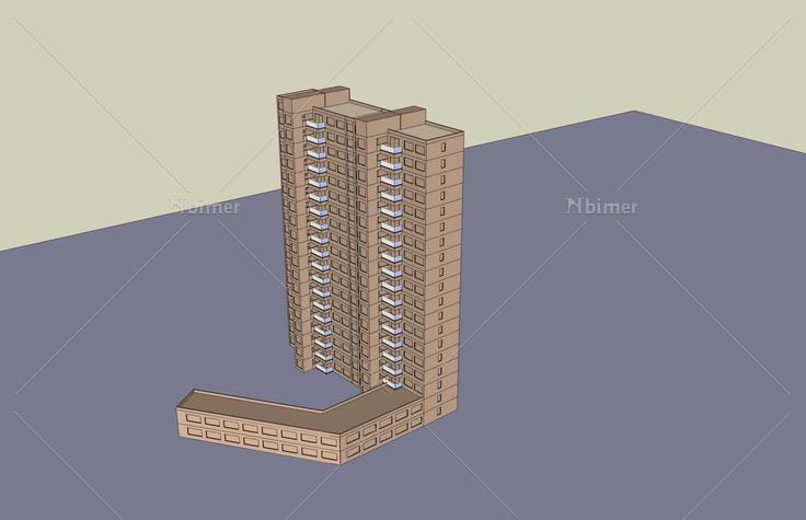 现代高层住宅楼(40411)su模型下载
