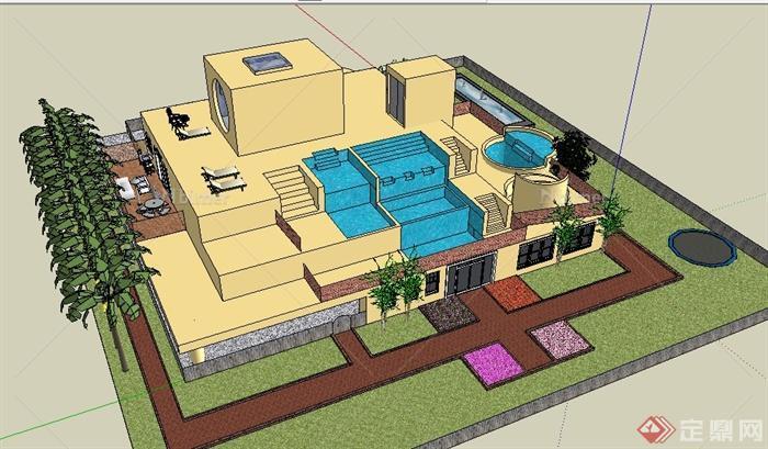 某私人现代住宅居住建筑设计SU模型