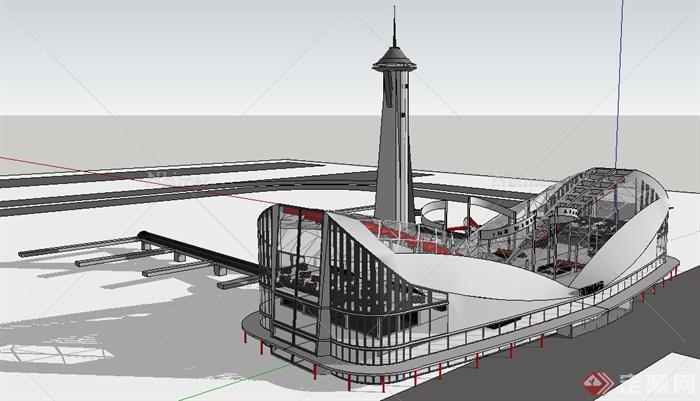 某现代风格飞机场建筑设计su模型