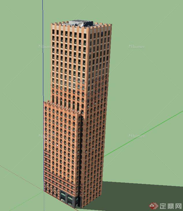 现代某方形高层酒店建筑设计SU模型