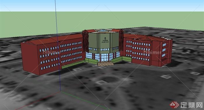 某现代四层宾馆建筑设计SU模型