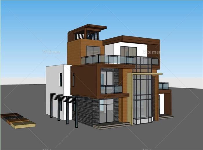 現代住宅別墅建築設計su模型[原創]