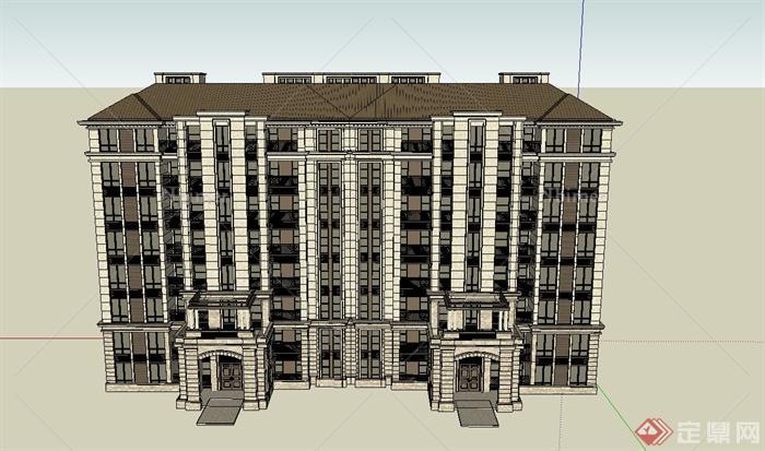 某八层现代住宅建筑设计SU模型