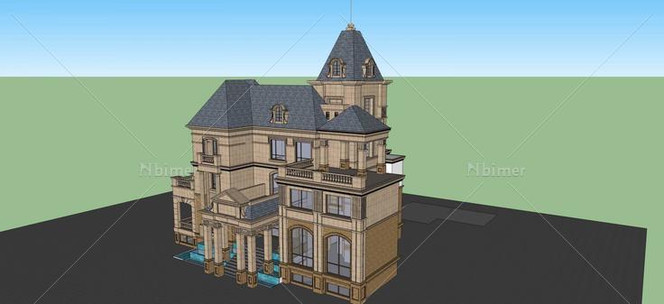 法式奢华别墅(47813)su模型下载