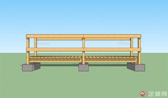 浅色木条拼接园桥设计SU模型[原创]