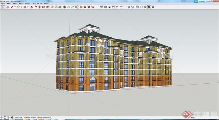 某欧式风格住宅建筑设计方案SU模型4