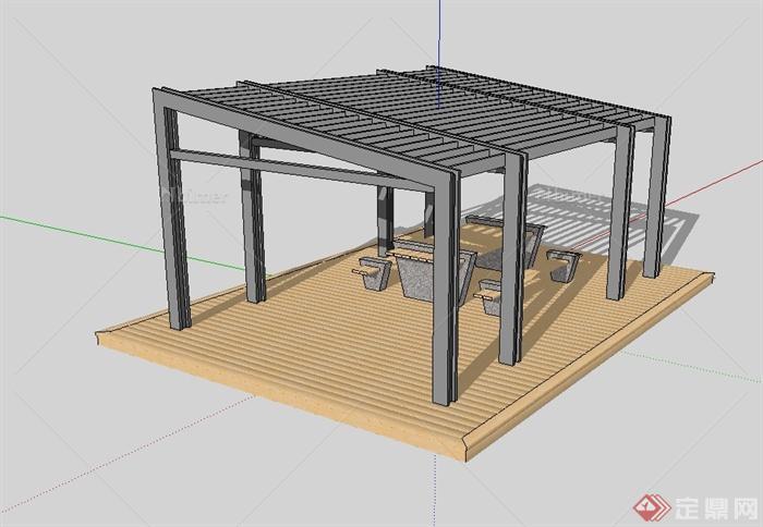 现代风格廊架独特设计SU模型[原创]
