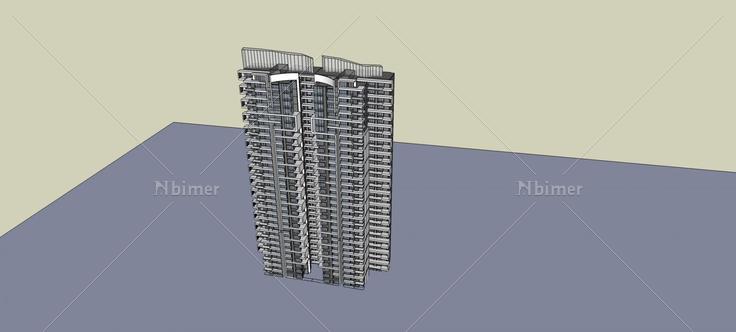 现代高层住宅楼(73613)su模型下载