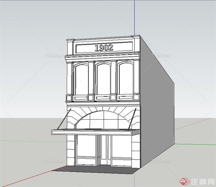 某欧式两层小型商铺建筑设计SU模型