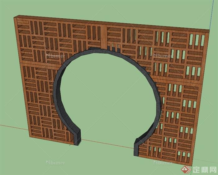 新中式木拱门设计SU模型