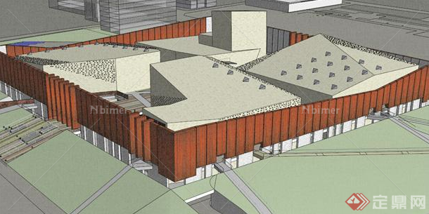 某现代风格博物馆建筑设计SU模型素材18