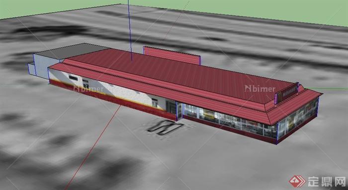 某单层便利店建筑设计SU模型