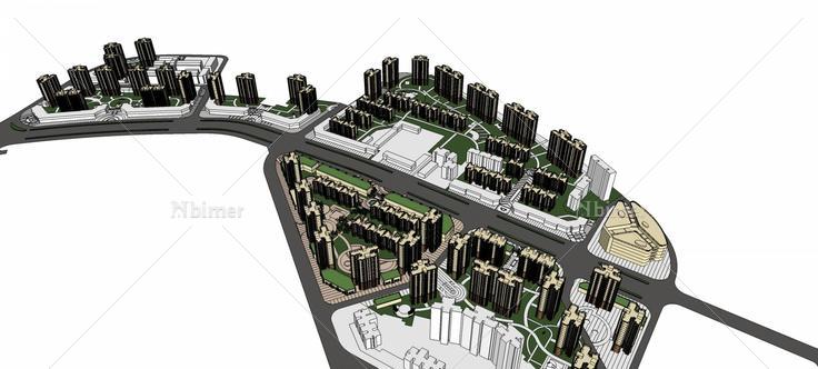 大型商业住宅小区规划(74585)su模型下载