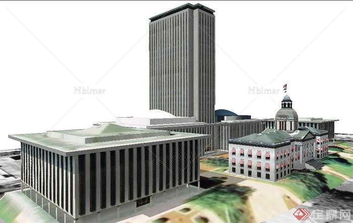佛罗里达州的国会大厦建筑设计su模型