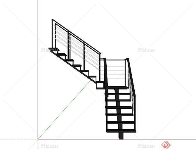 室内转角铁楼梯设计SU模型[原创]