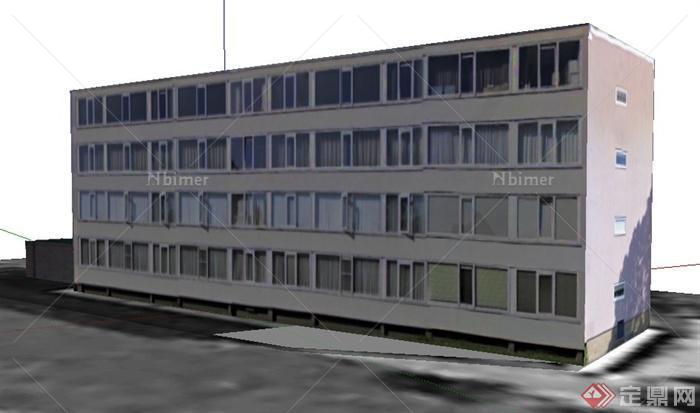 某现代四层办公楼建筑SU模型