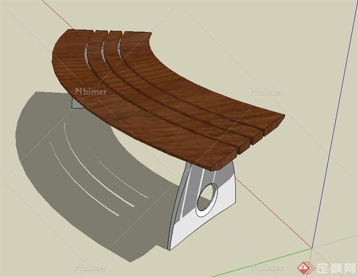户外弧形坐凳设计SU模型[原创]