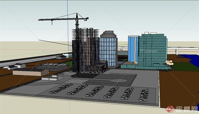 某欧式江边综合建筑设计SU模型