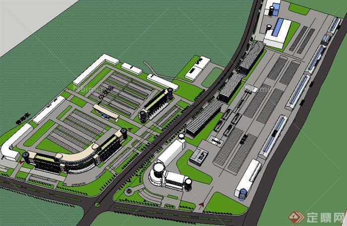 县城客运站建筑规划方案SU精致设计模型