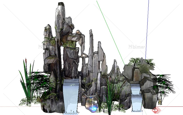 某园林景观假山设计SU模型素材