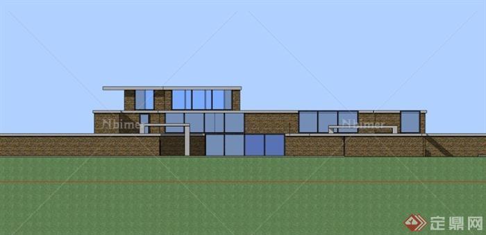 赖特设计台阶式住宅建筑SU模型