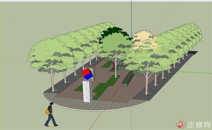 某休闲道路小游园景观规划设计SU模型