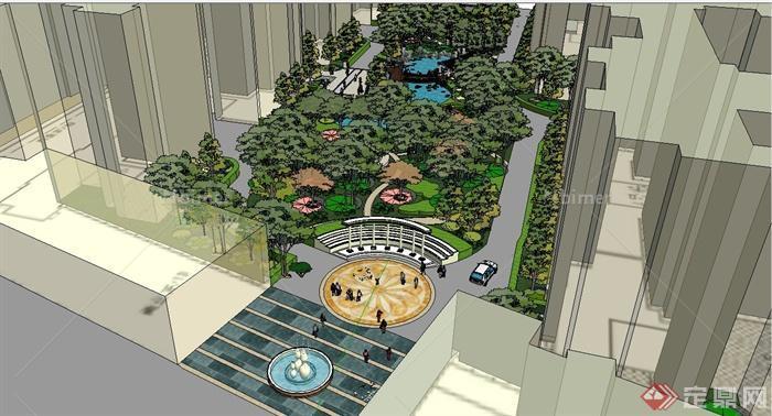 某欧式风格住宅小区花园景观规划设计SU模型[原创