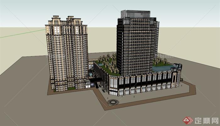 某城市混合式商业与制造建筑设计SU模型