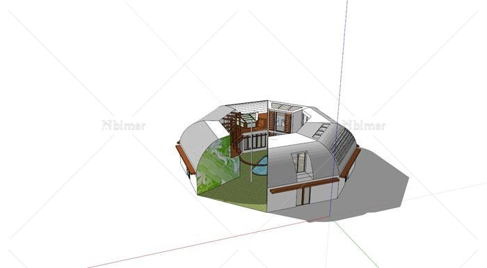 环形创意小别墅SketchUp模型[原创]