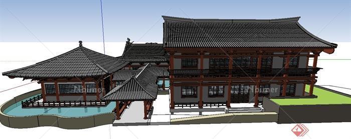 某古典中式旅游景点古建筑设计SU模型