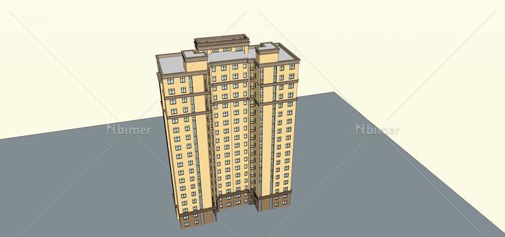 简欧风格高层住宅楼(70924)su模型下载