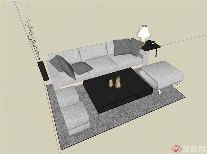 现代沙发组合设计SU模型