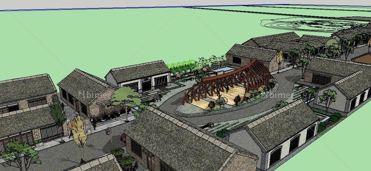 民宿、广场、资源(131460)su模型下载
