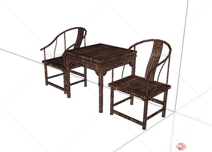 古典中式木桌椅设计su模型