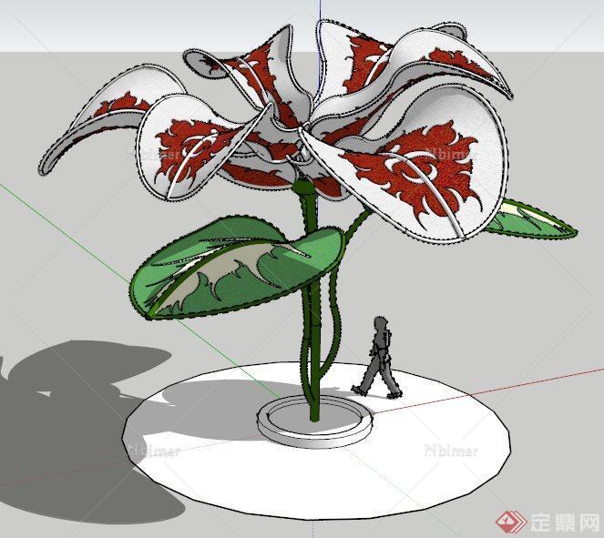 花朵植物雕塑小品su模型
