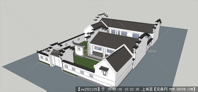 仿古建筑新农村建筑设计su模型