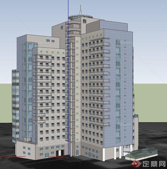现代高层综合大楼建筑设计su模型