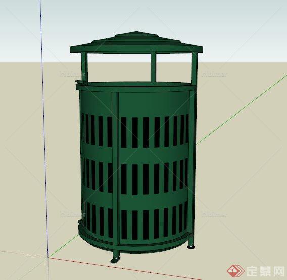 某现代圆形铁艺垃圾桶设计SU模型