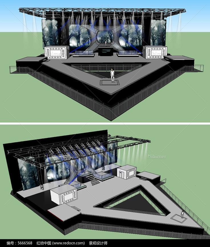 舞台舞美背景设计SU草图大师skp模型