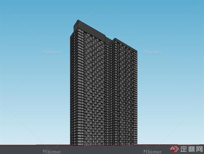 现代高层住宅公寓楼建筑设计su模型[原创]