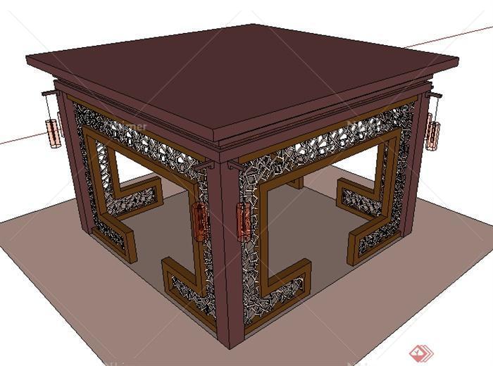 某中式风格方亭整体SU模型